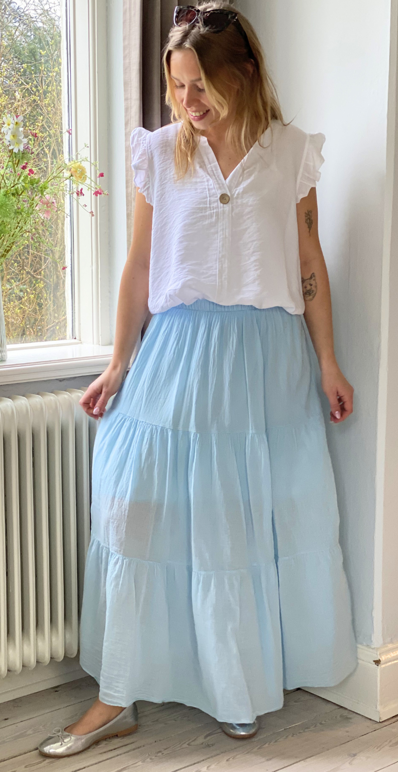 Gigi lang nederdel med peplum sky LikeLondon