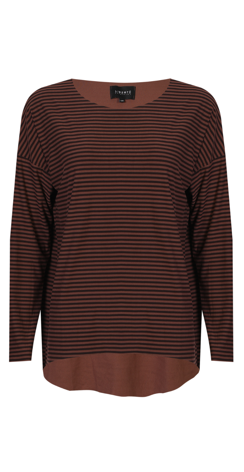 Alma bluse med striber espresso stripe Liberté