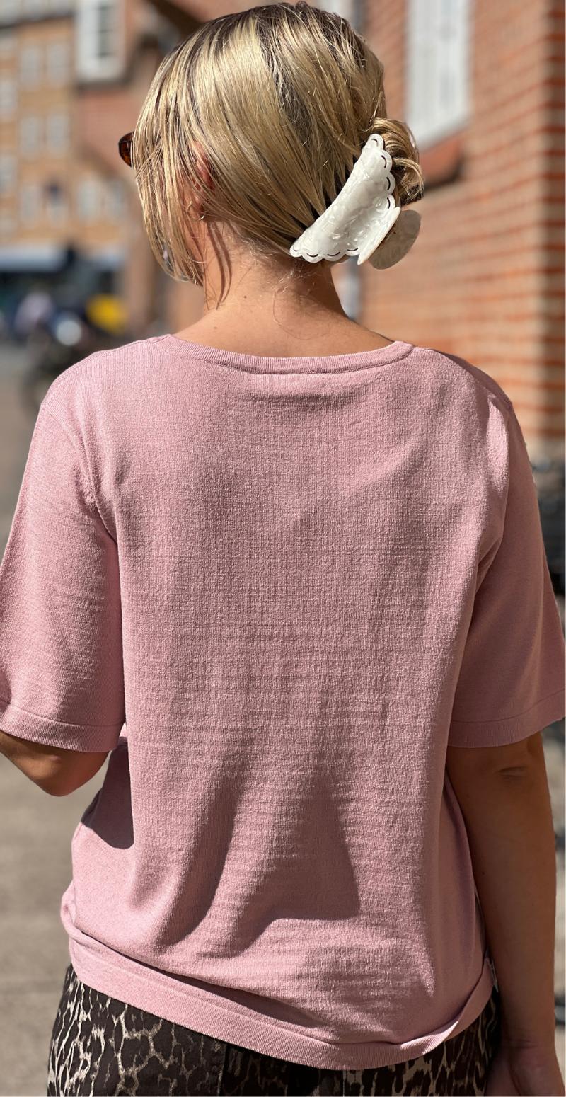 Rose pullover med korte ærmer og stræk pale mauve Freequent