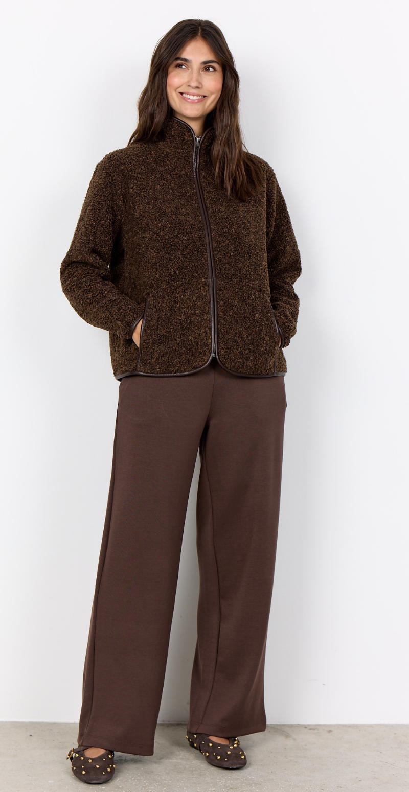 Bessie jakke i teddylook med foer brun Soya Concept