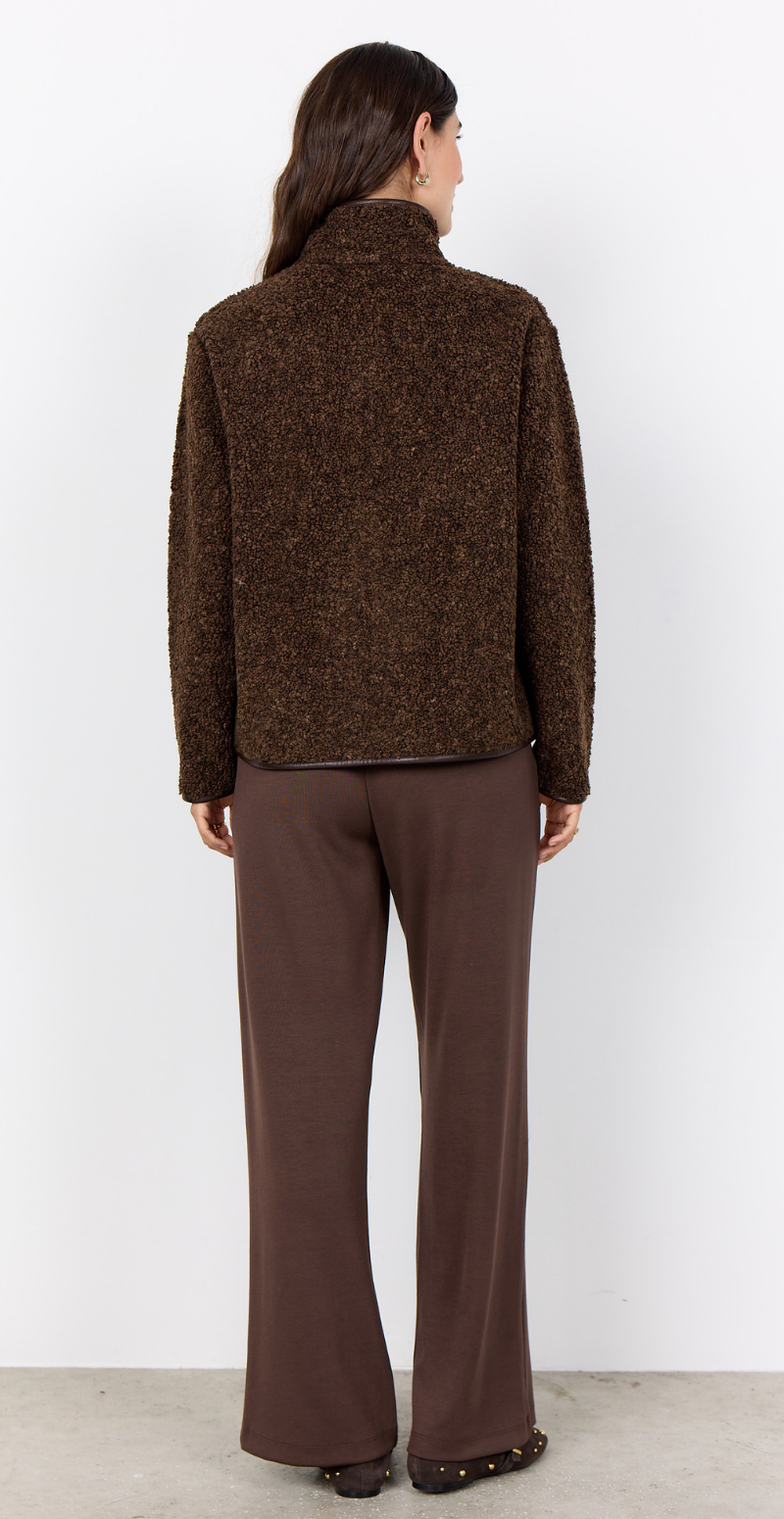 Bessie jakke i teddylook med foer brun Soya Concept