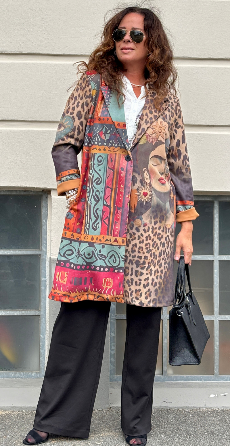 Katie jakke med print Frida Kahlo multi LikeLondon