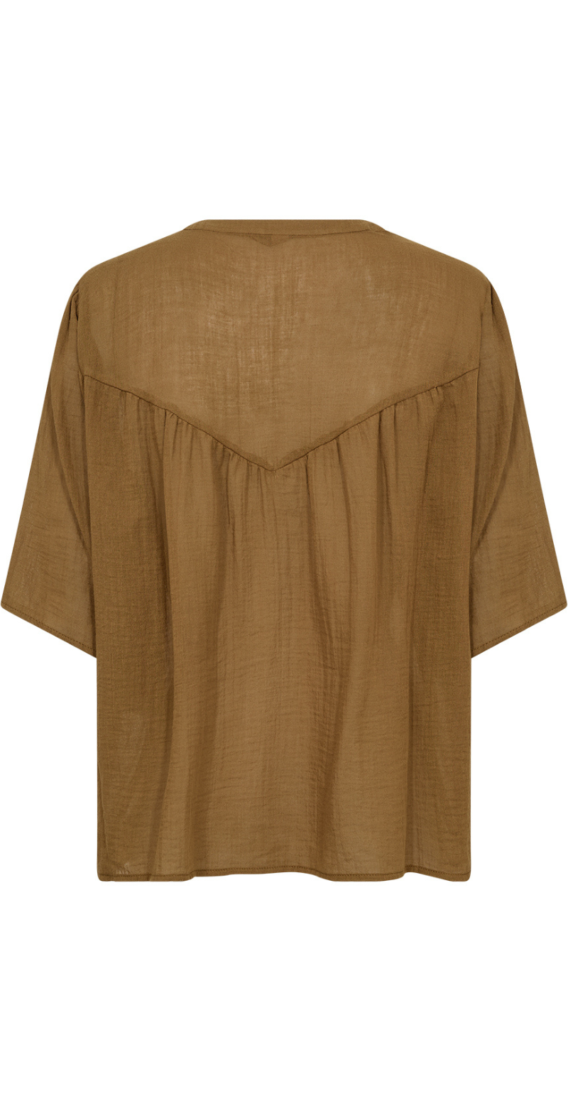 Jenny gennemknappet bluse med blonder oliven LikeLondon