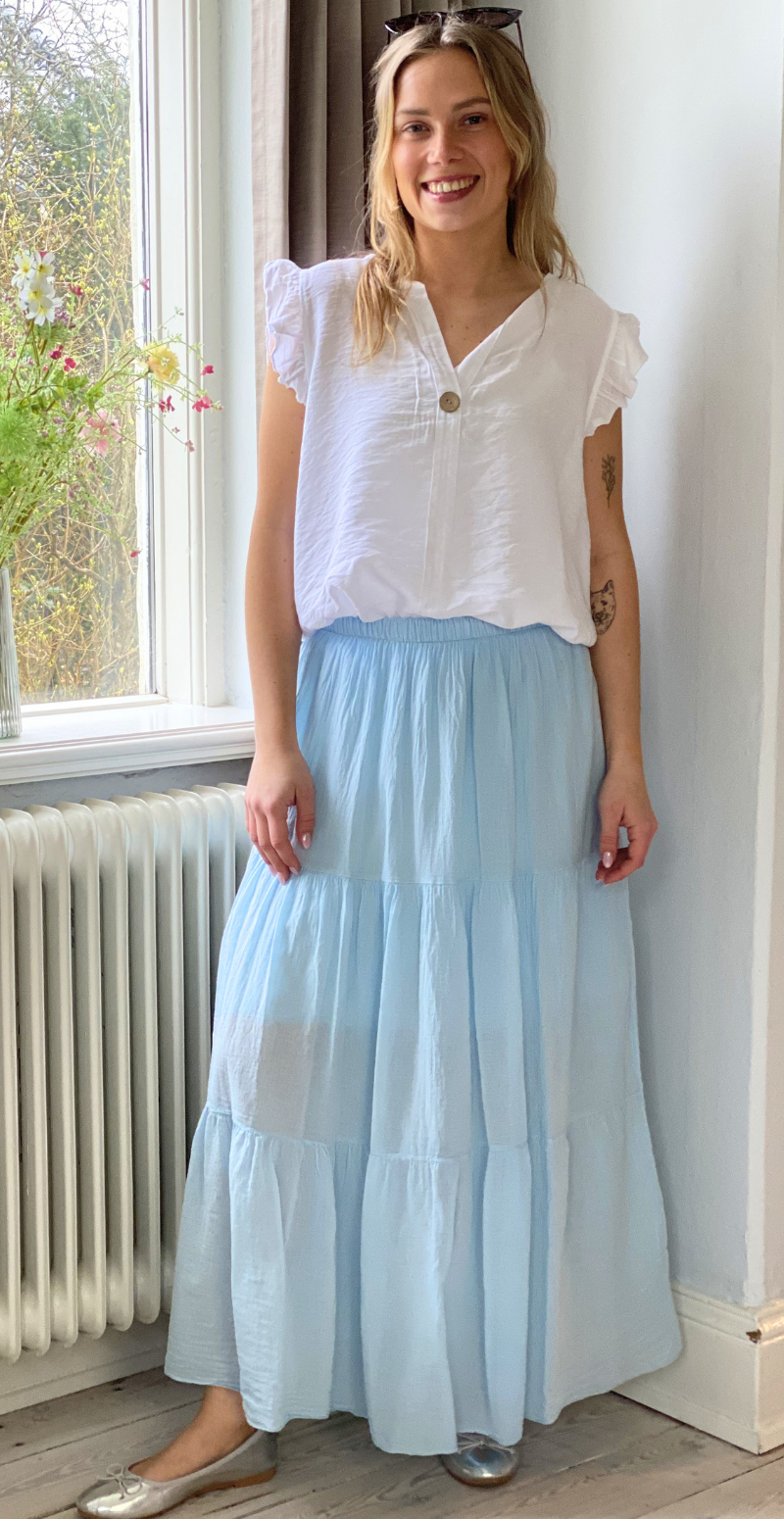 Gigi lang nederdel med peplum sky LikeLondon