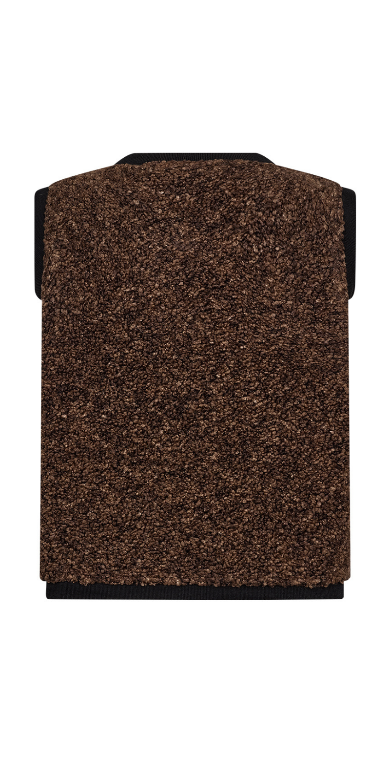 Bessie vest i teddylook med foer brun Soya Concept