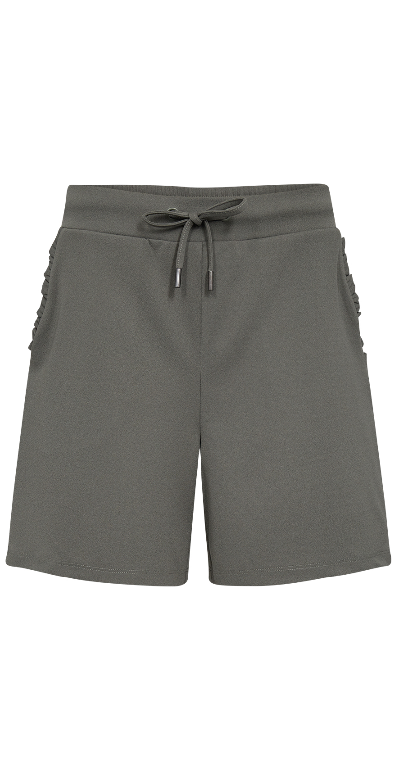 Emily shorts med flæsedetalje ved lommerne khaki