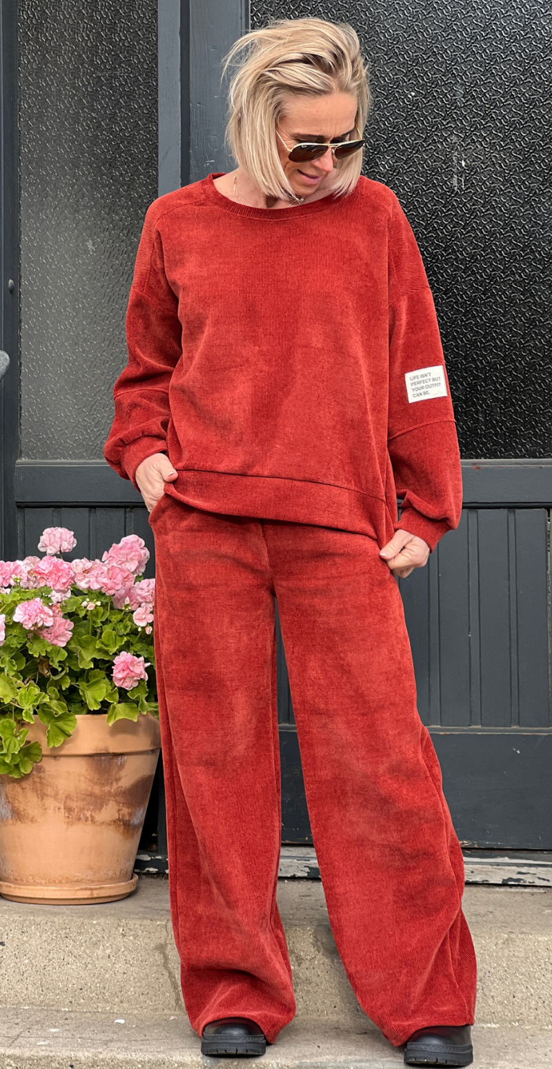 Nette sweat sæt i velour/fløjl coccio LikeLondon