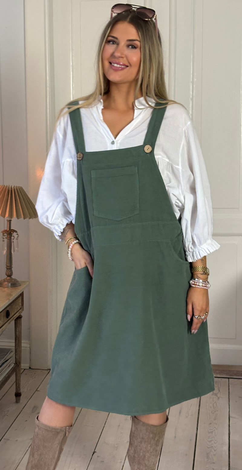 Forudbestil uge 9 Nynne kort spencer i fløjl med lomme foran light miliatare LikeLondon