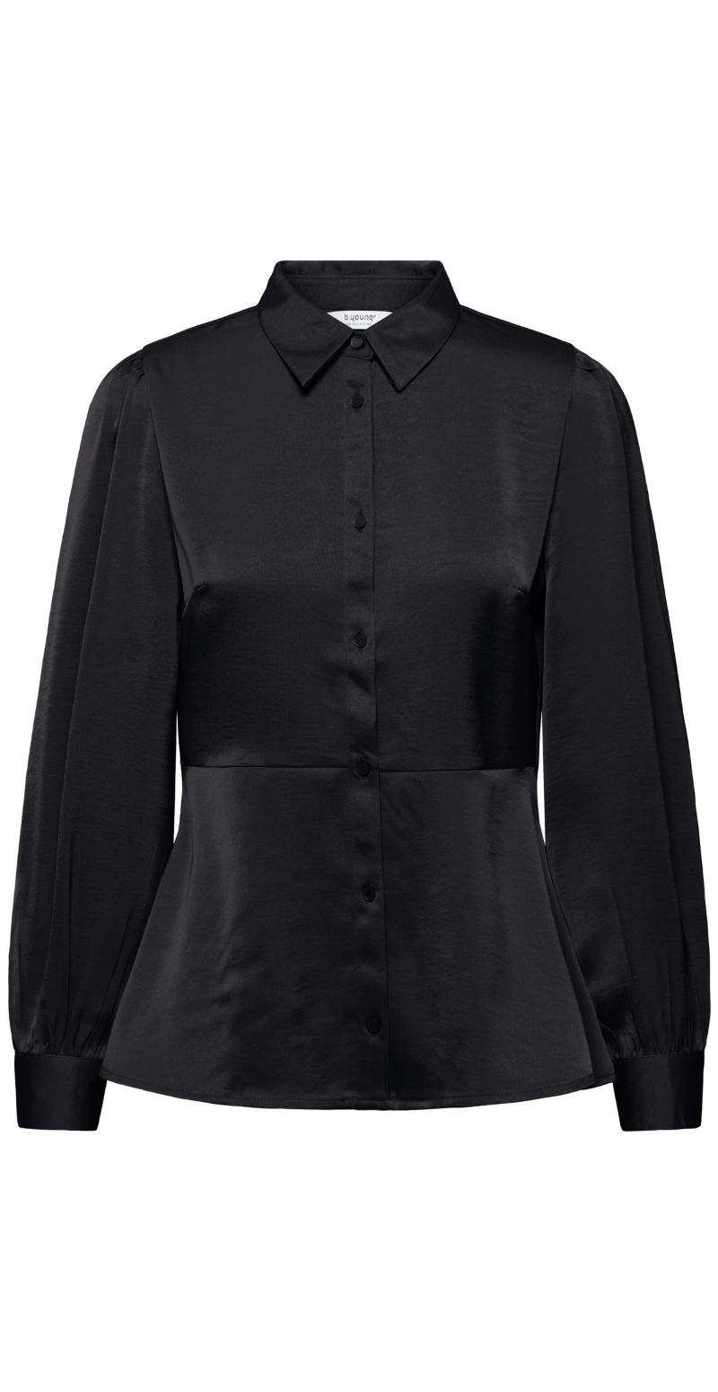 Isa langærmet satinbluse med peplum meteorite B.young