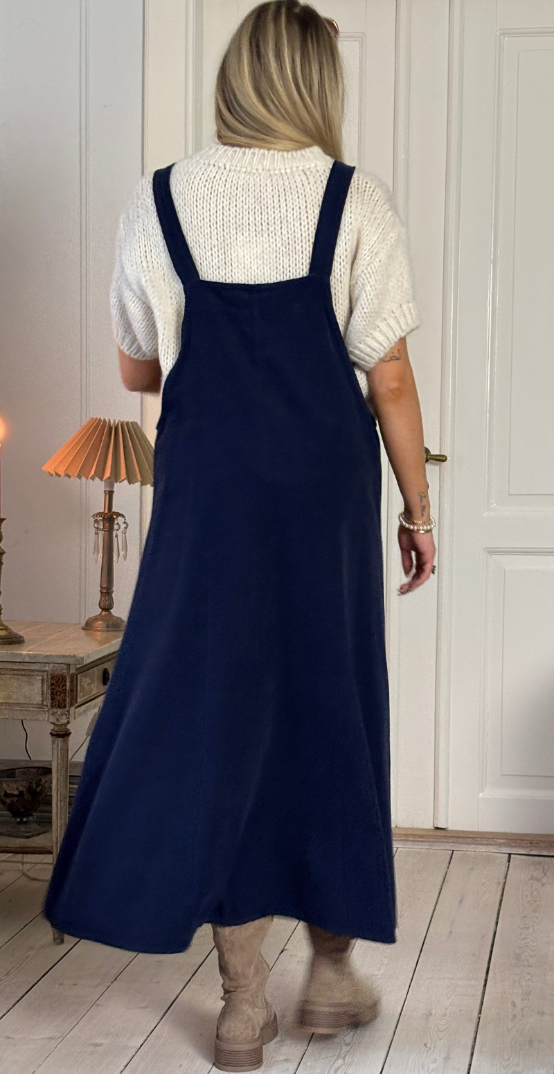 Camelia spencer i fløjl med lomme og træknapper navy LikeLondon