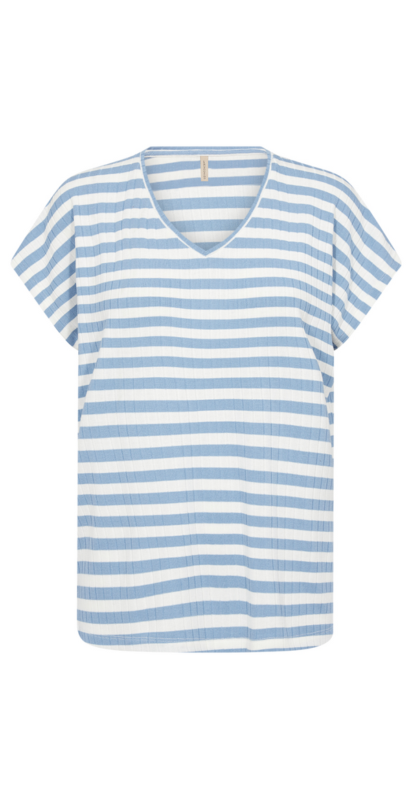 T-shirt i stribet print blå