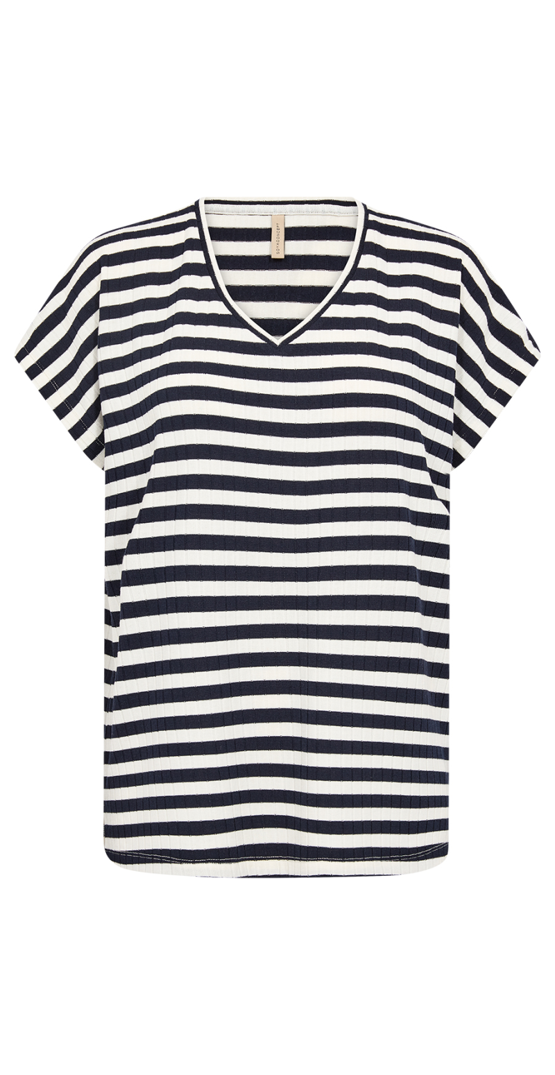 T-shirt i stribet print navy