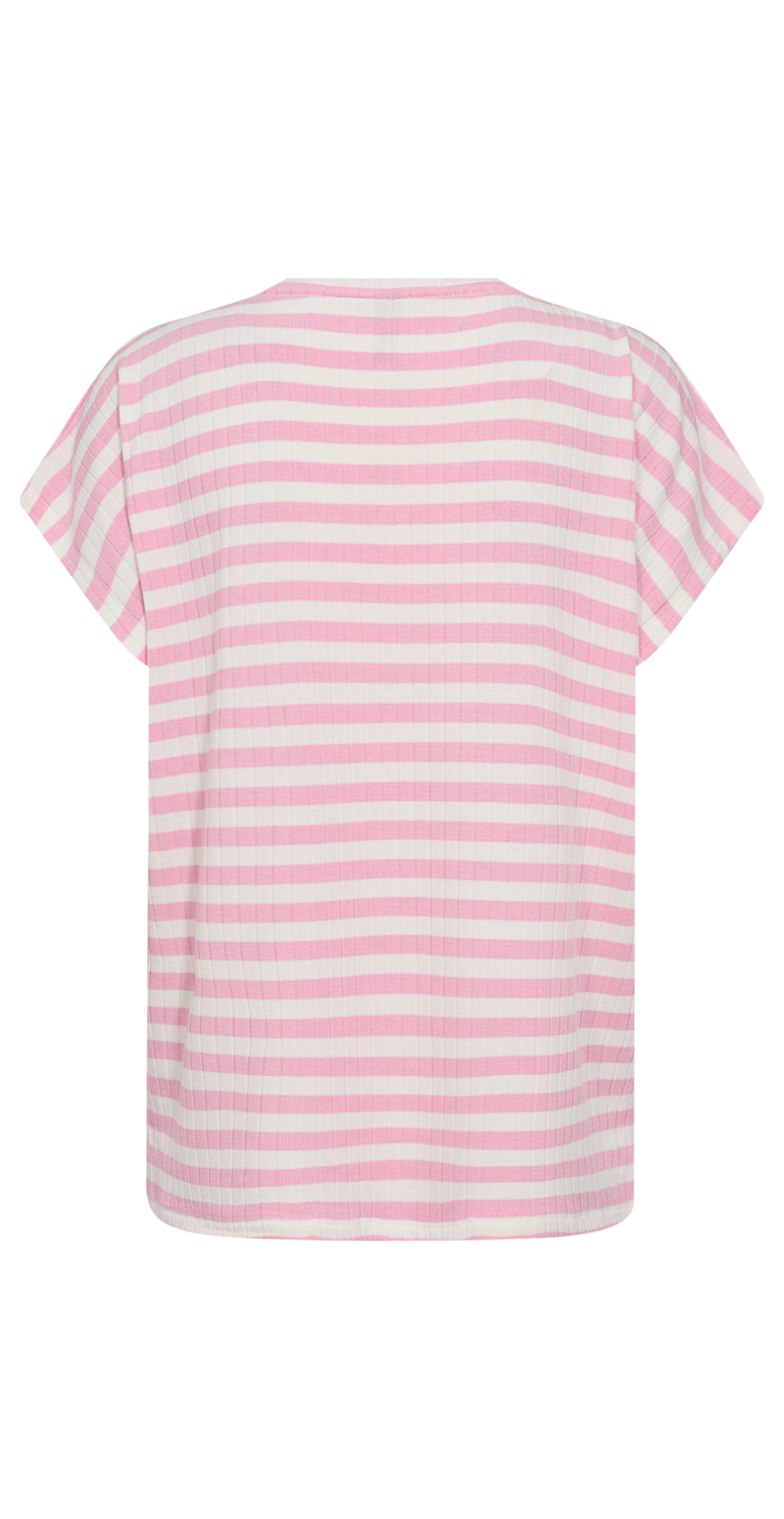 T-shirt i stribet print pink