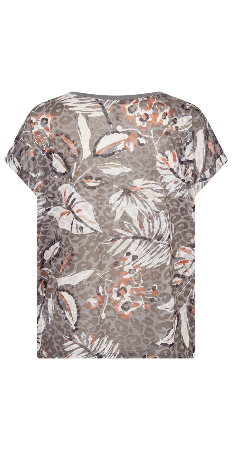 T-shirt med et farverigt print khaki