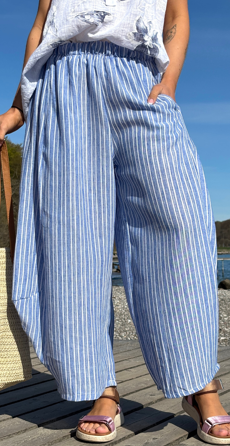 Merle stribet bukser med balloneffekt blå LikeLondon
