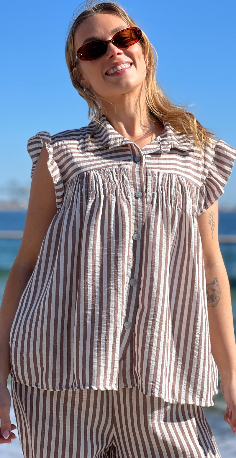 Lilje sæt med stribet bluse og bukser moro LikeLondon