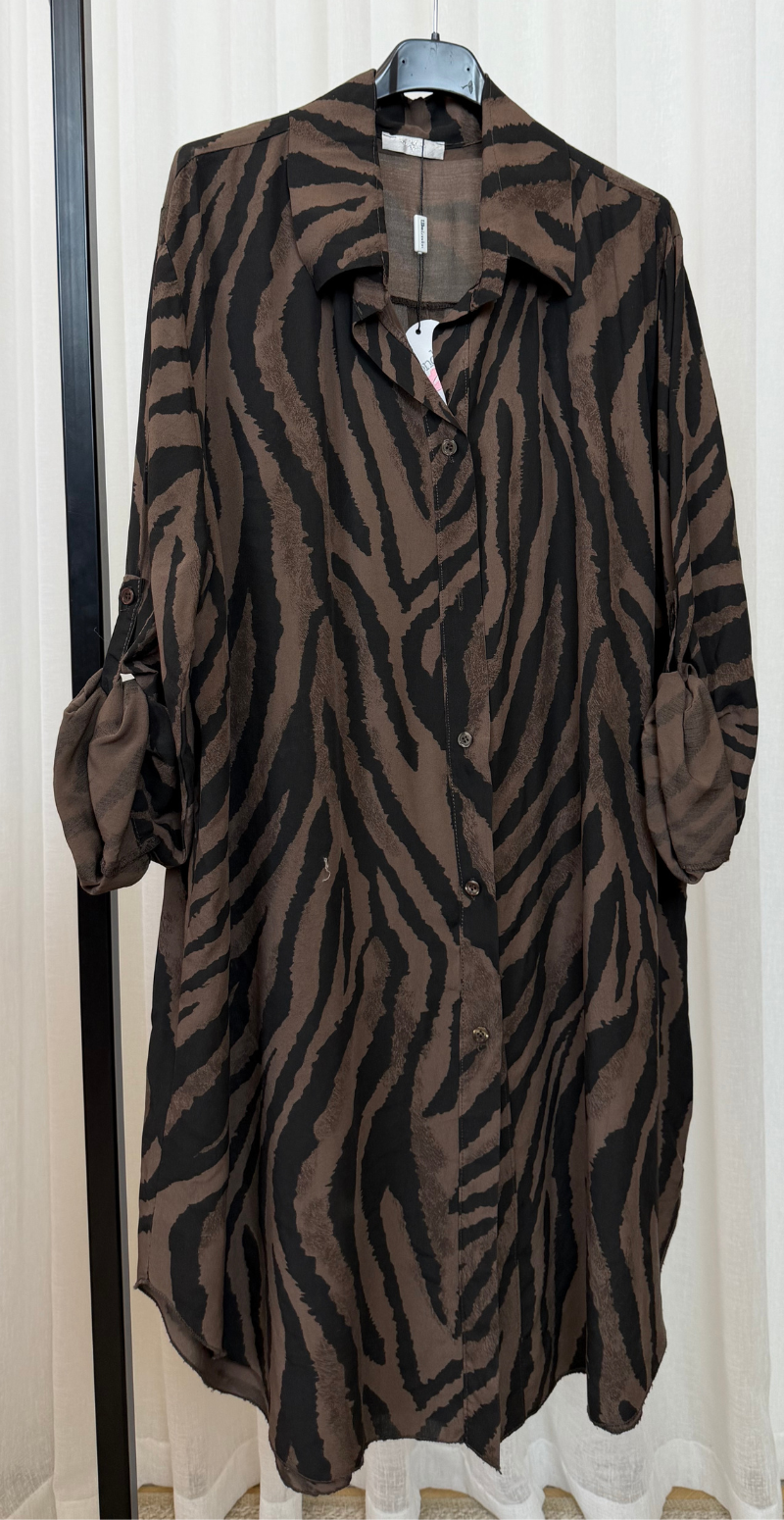 Marlowe gennemknappet tunika med zebraprint chokolate LikeLondon
