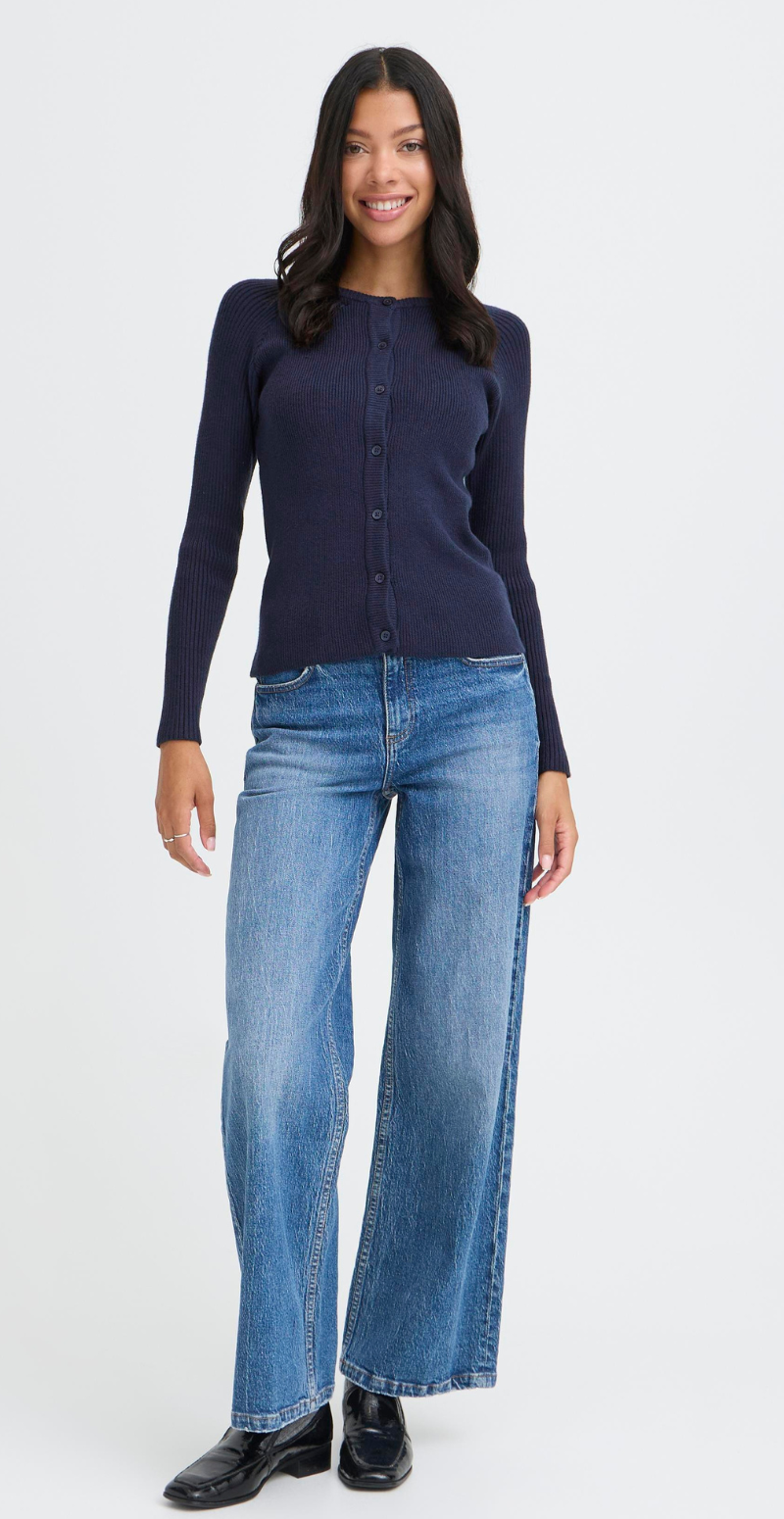 Norma rib cardigan navy blazer B.young