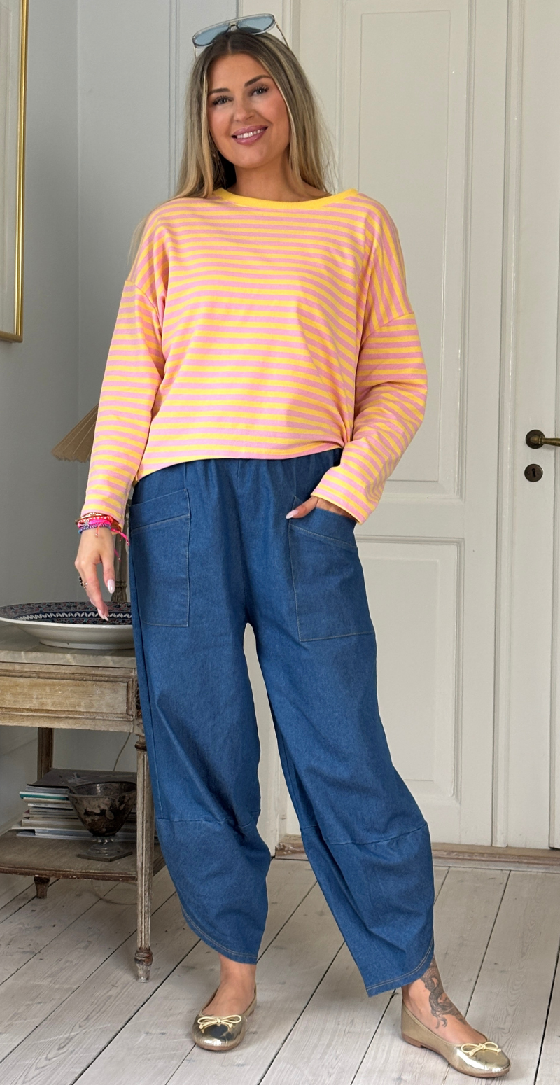 Rosia denimbukser med slids og lommer foran medium blue LikeLondon