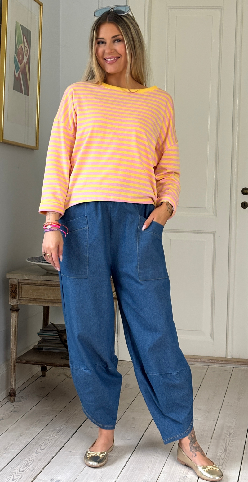 Rosia denimbukser med slids og lommer foran medium blue LikeLondon