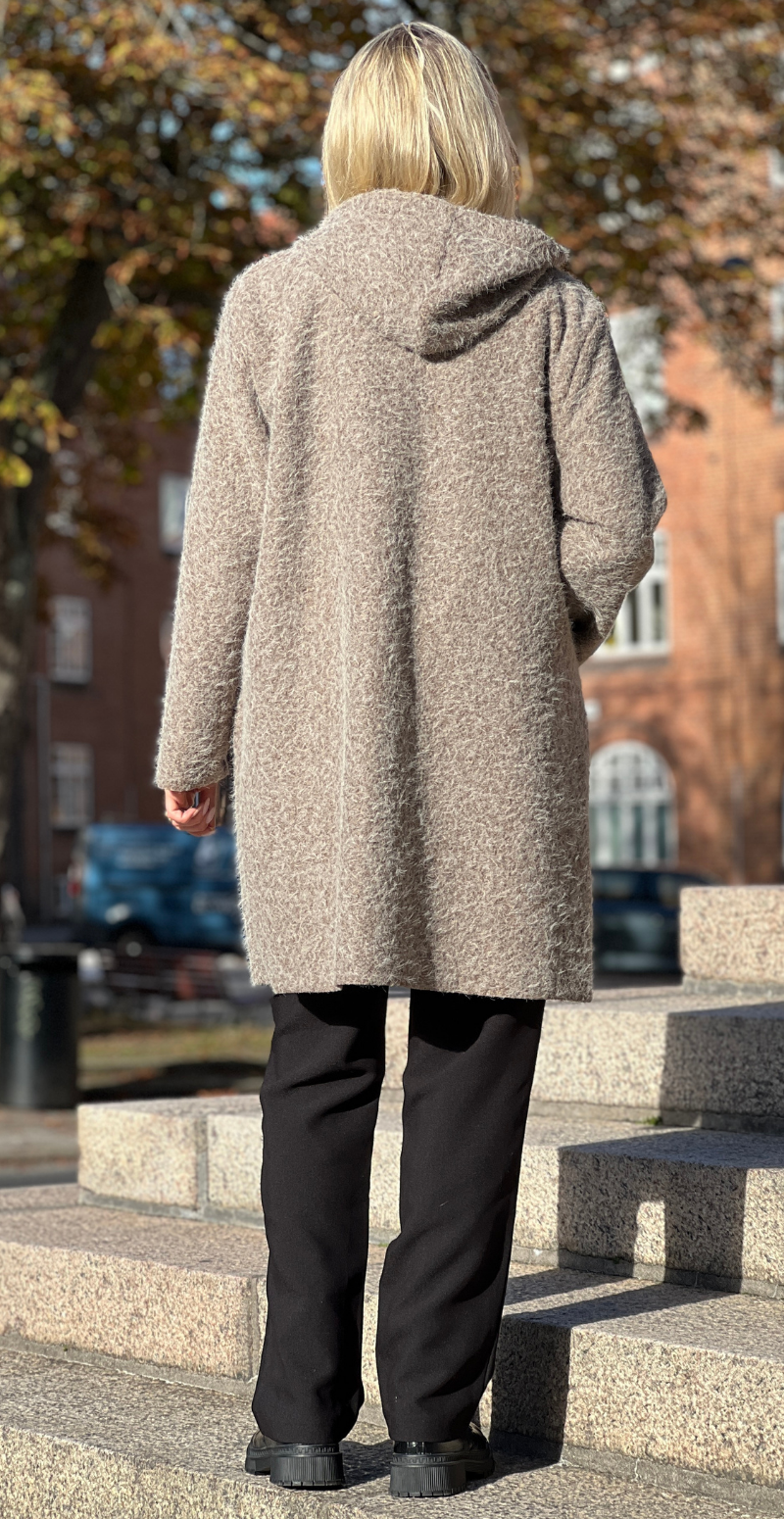 Mabel duffle coat med hætte og lommer fango LikeLondon