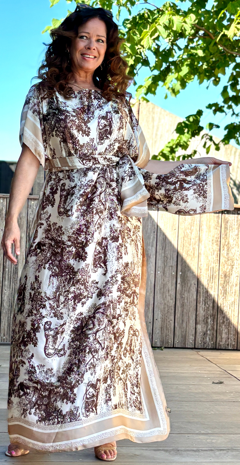Lang sarong med jungleprint beige LikeLondon