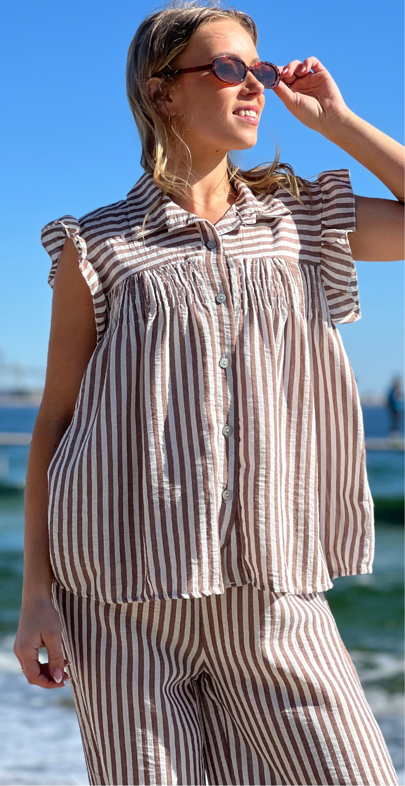 Lilje sæt med stribet bluse og bukser moro LikeLondon