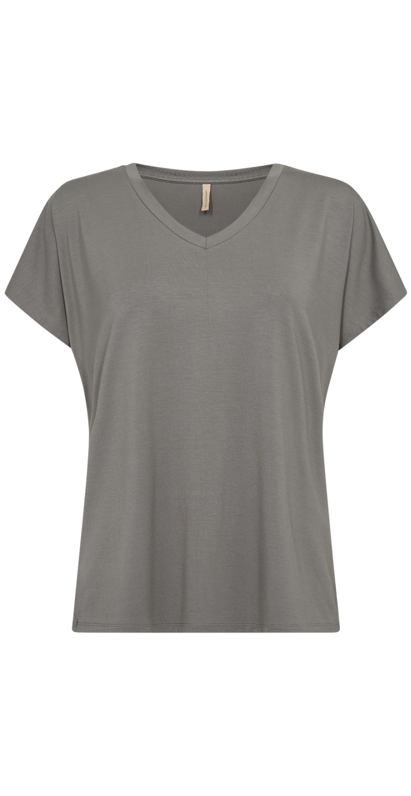 Sophia basisbluse med v-hals khaki