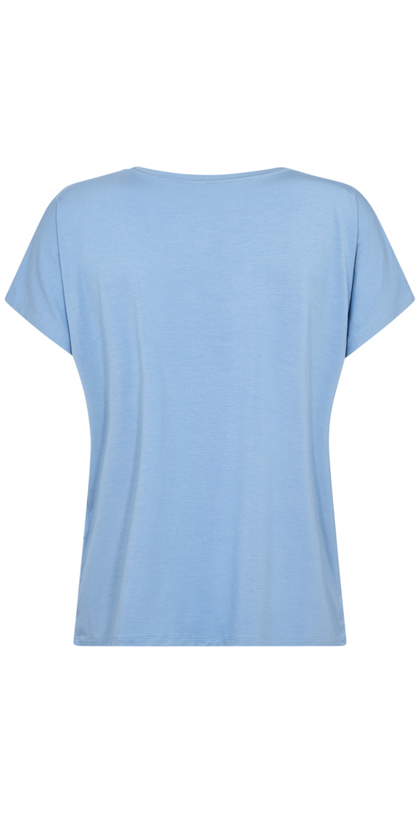 T-shirt med v-hals lysblå bagfra 