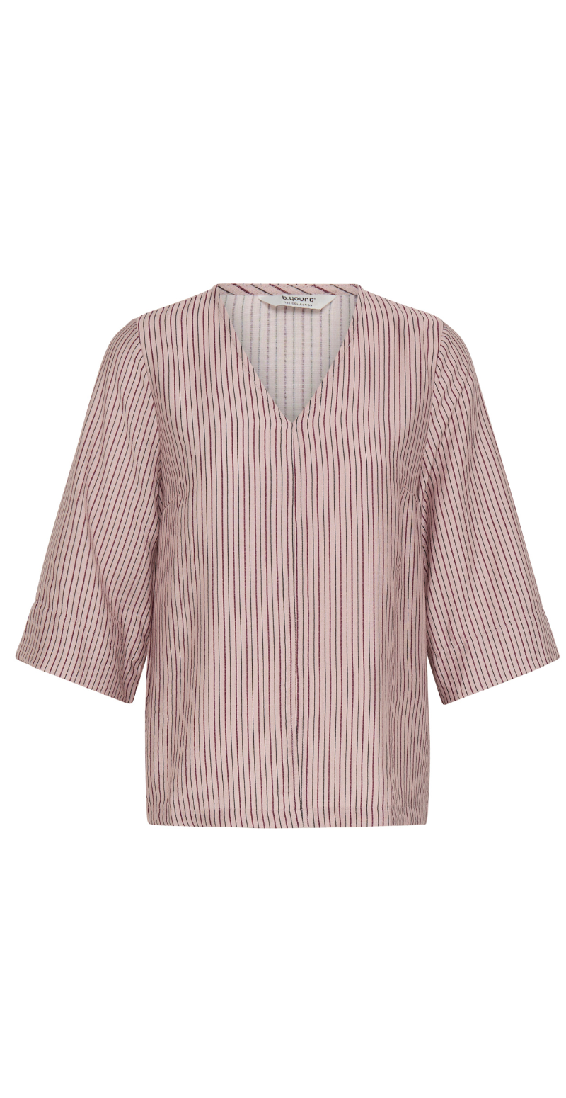 Fie bluse med v-hals og striber lilac mix B.young