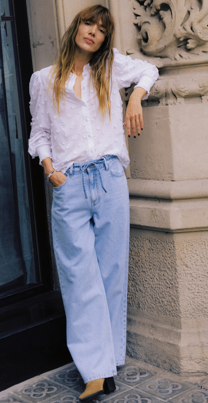 Isabeau bluse med påsyede blomster marshmallow B.young