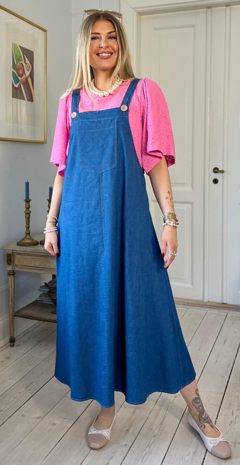 Noel denimspencer med træknapper og lomme medium jeans LikeLondon