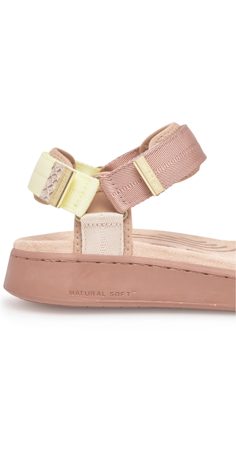 Line tricolor sandal taupe multi Woden