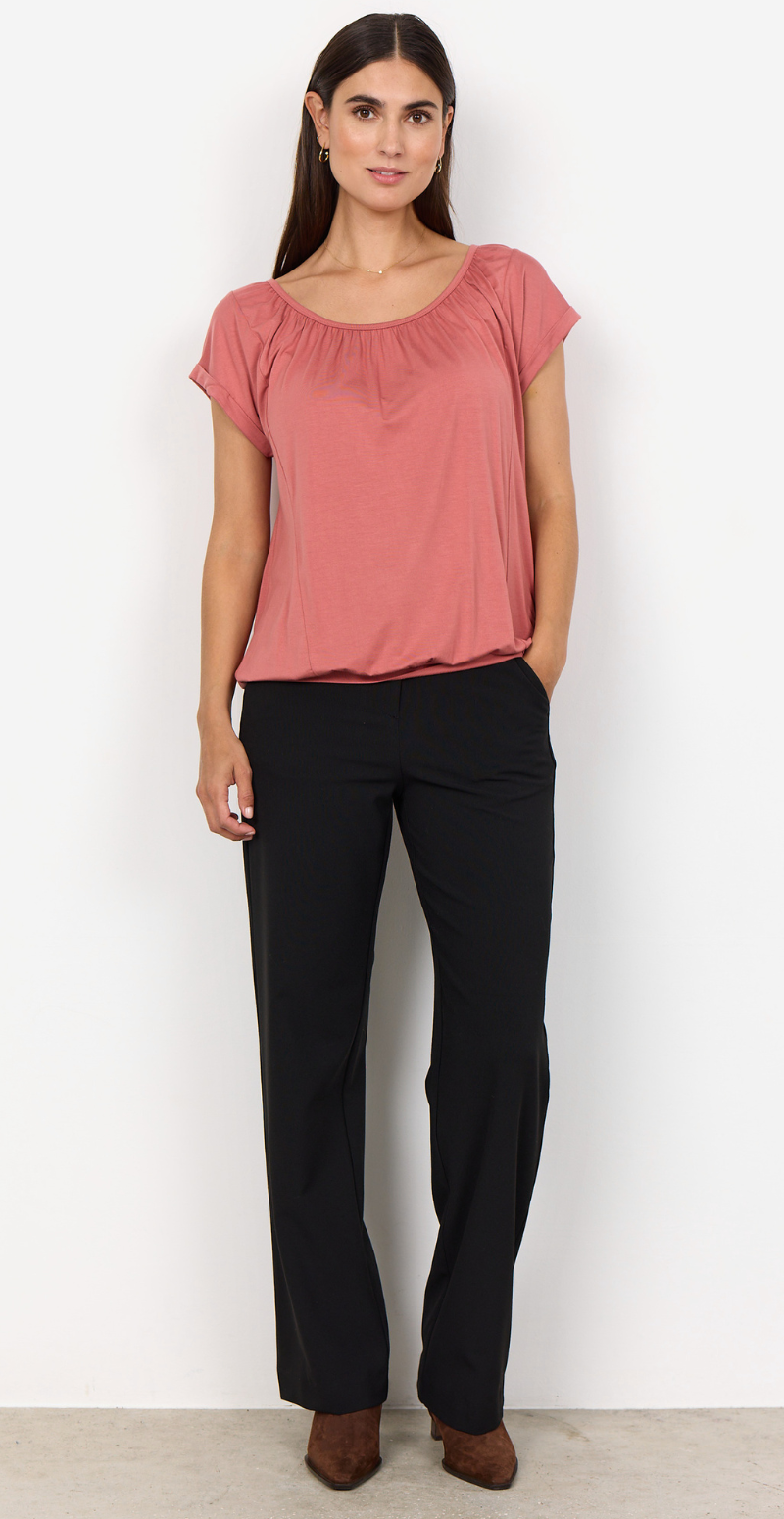 Sophia bluse med rund hals blush