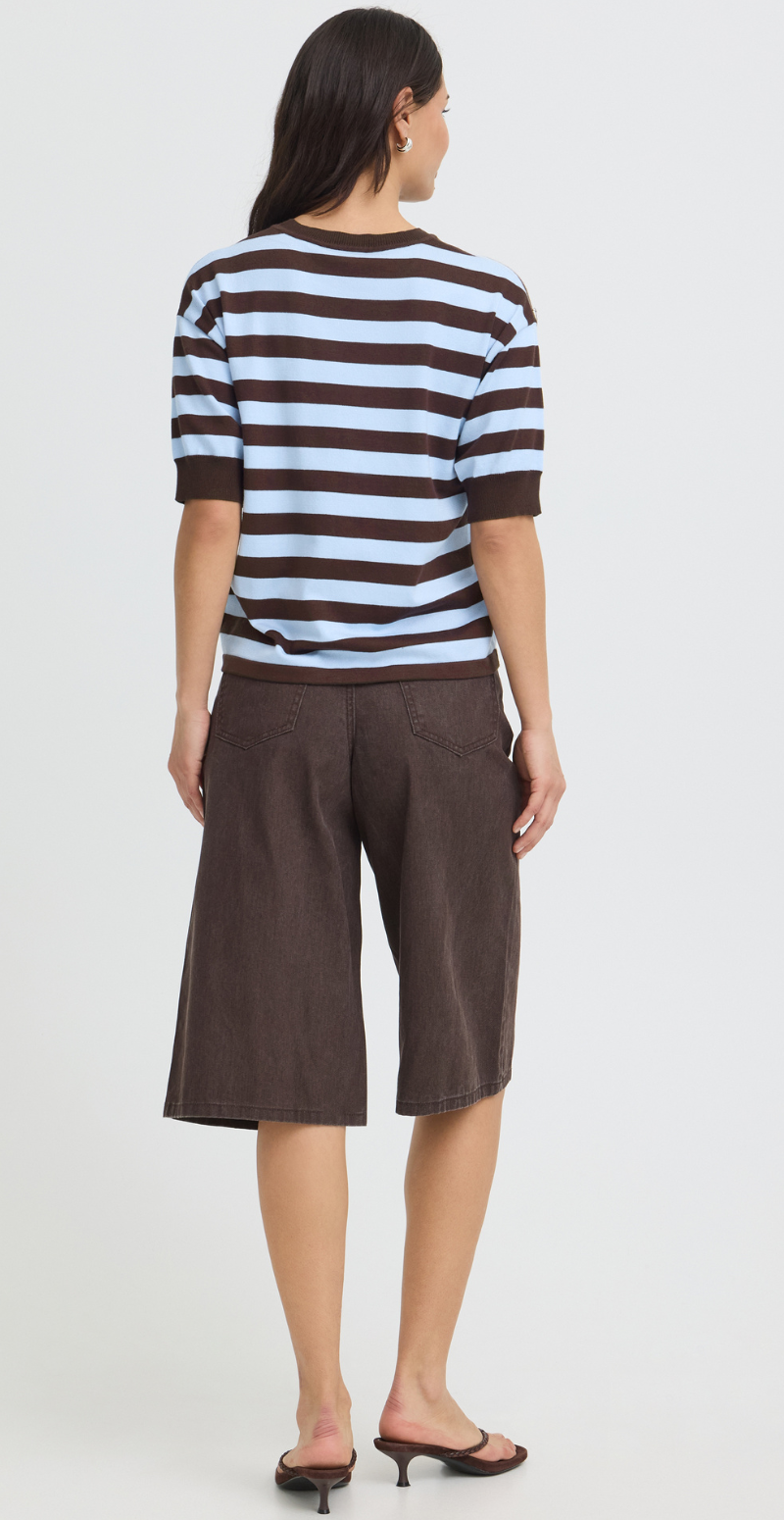 Morla strikbluse i t-shirt med striber java/blue B.young