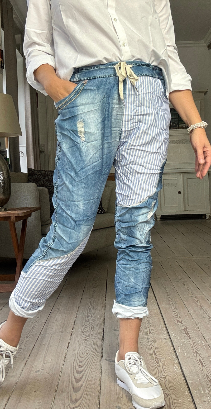 Sisse bukser med striber denim/striber Likelondon