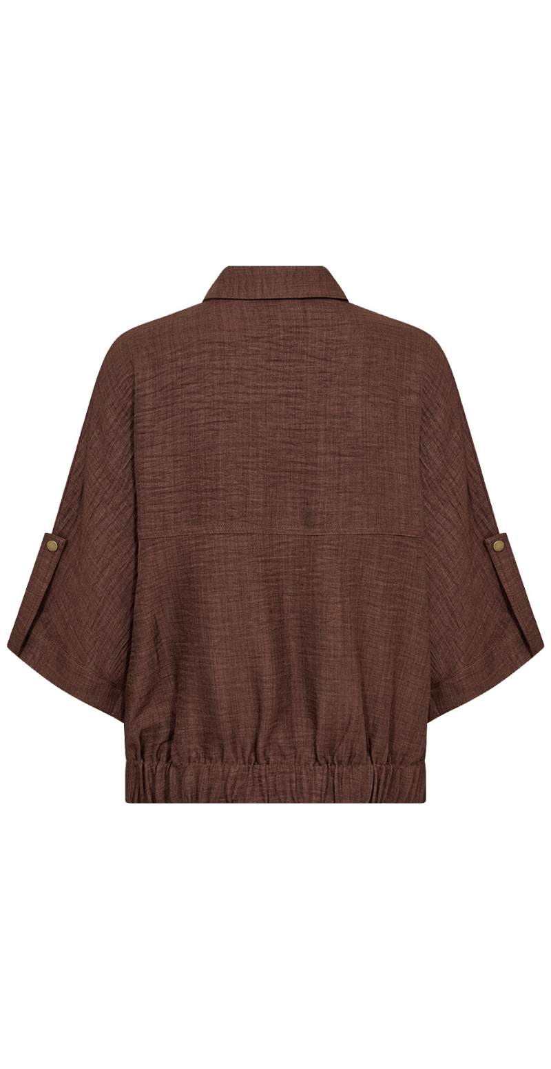 Charissa jakke med elastik kant brun LikeLondon