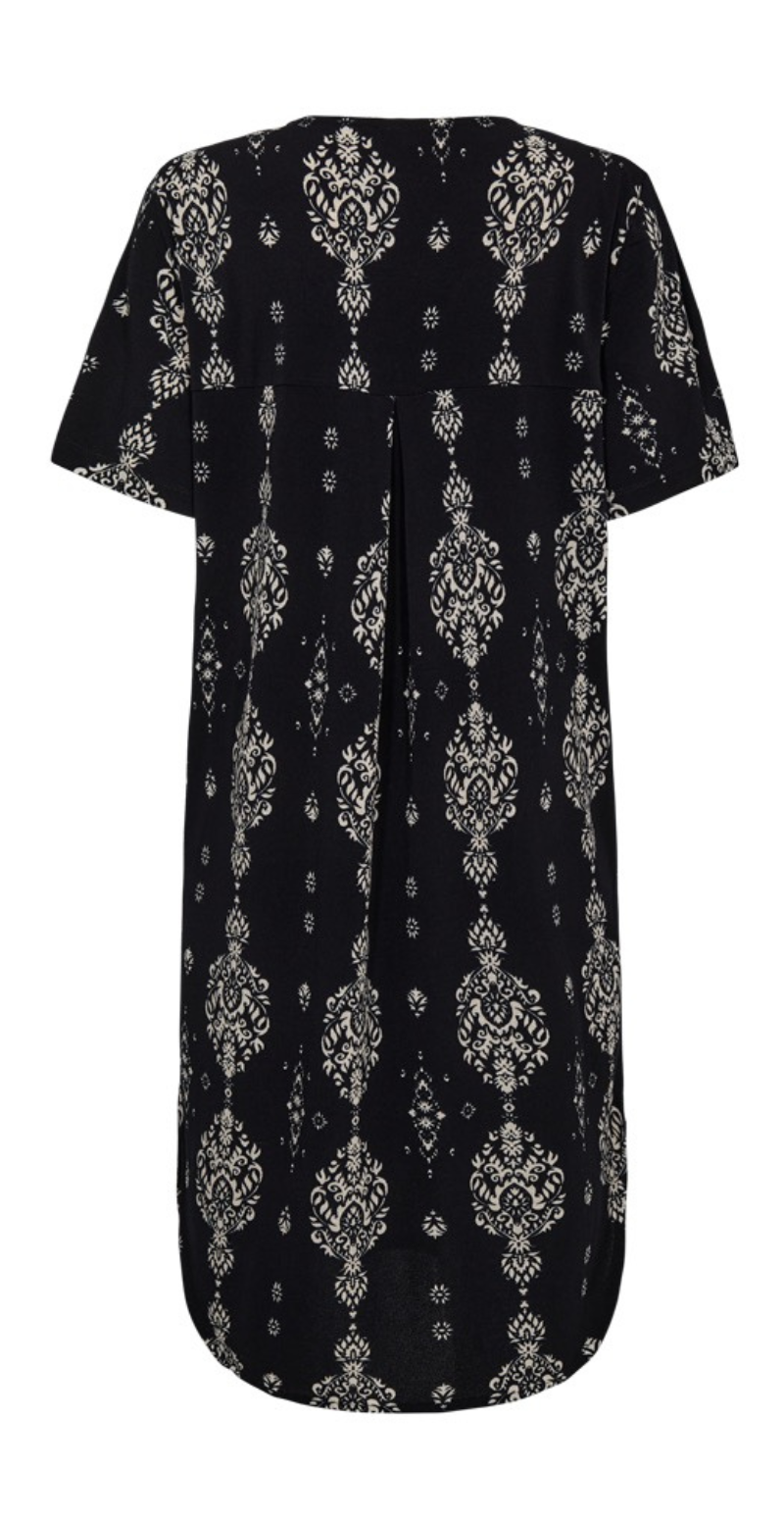 Floi kjole med paisley og lommer black w. star off-white Freequent