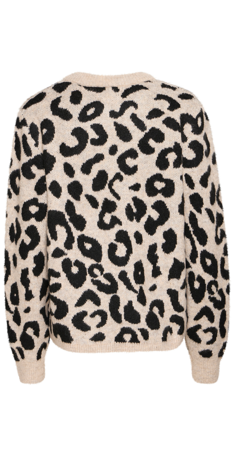 Minya strik med leopard beige/sort