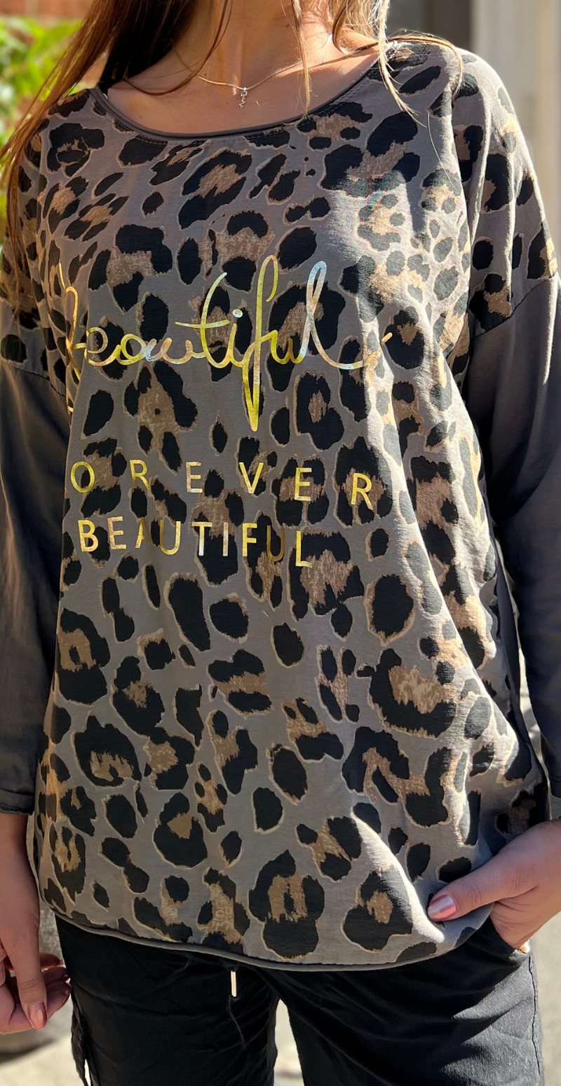 Christel bluse leoprint fango LikeLondon