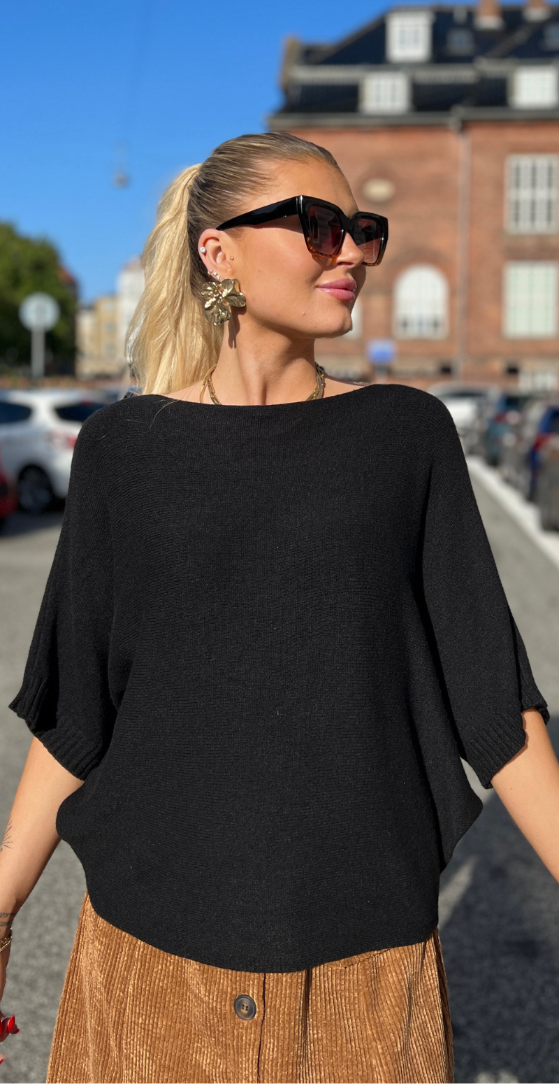 Fanny bluse med flagermusærmer sort LikeLondon