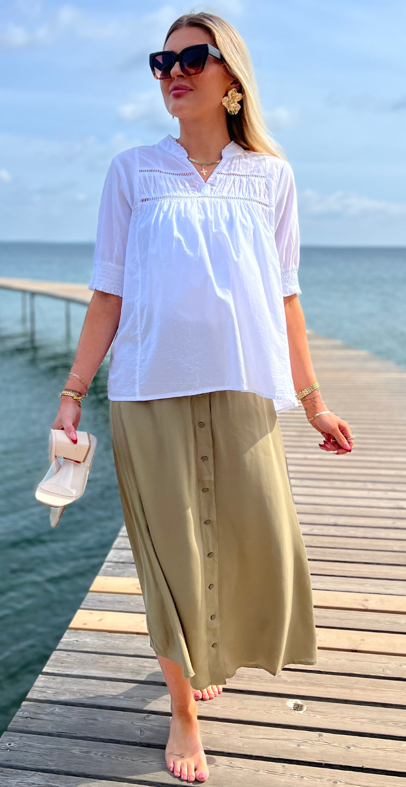 Joella nederdel med knapper Aloe