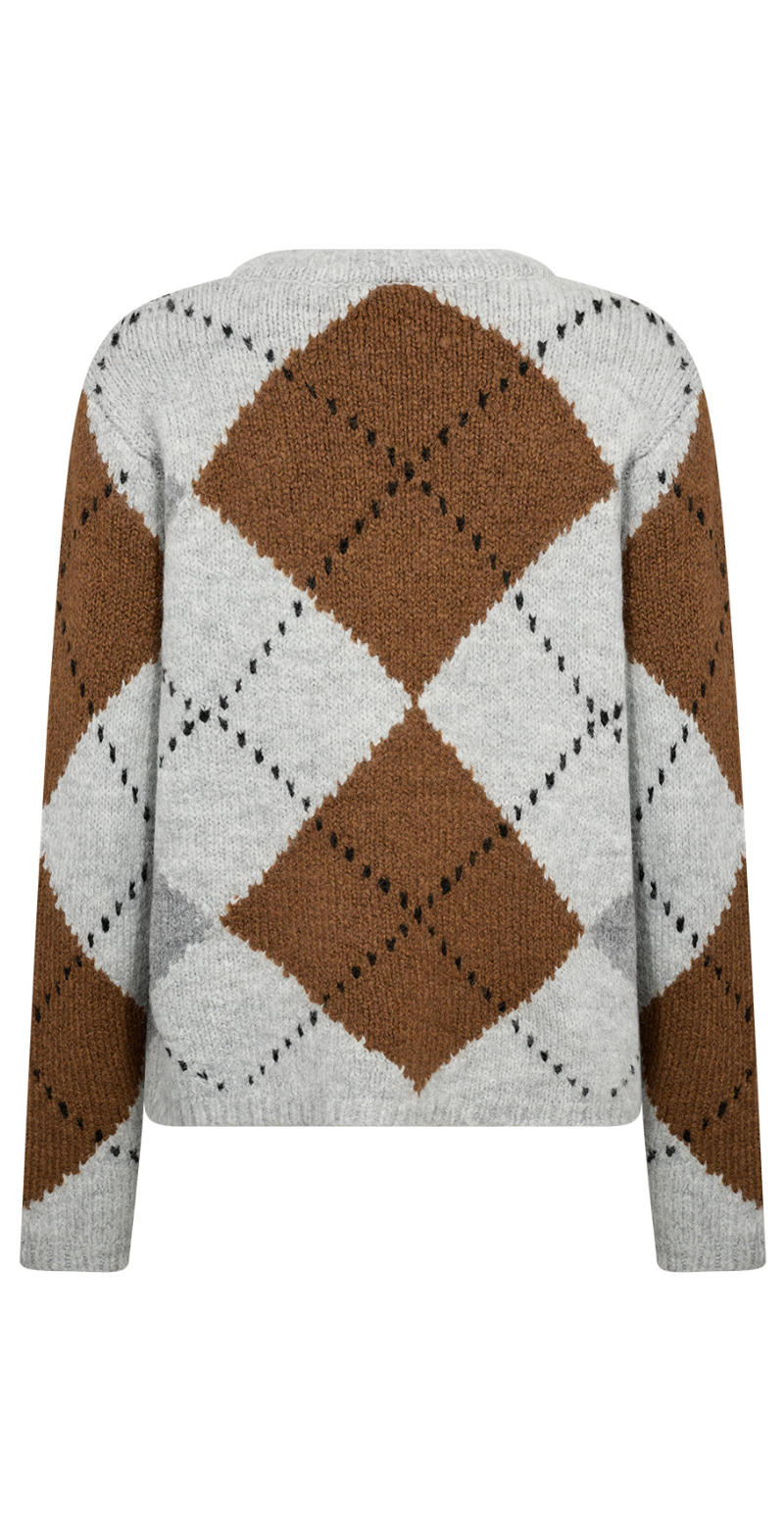 Acacie uldstrik med mønster grå/brun Soyaconcept