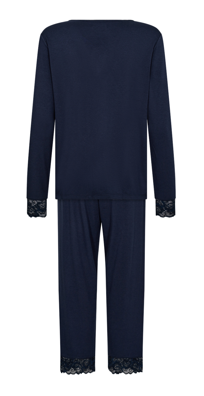 Bambus pyjamas sæt med blonde navy