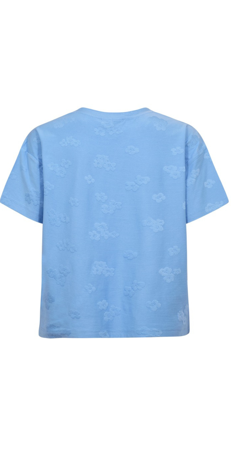 Ziprea bluse med præget blomstermønster vista blue Freequent