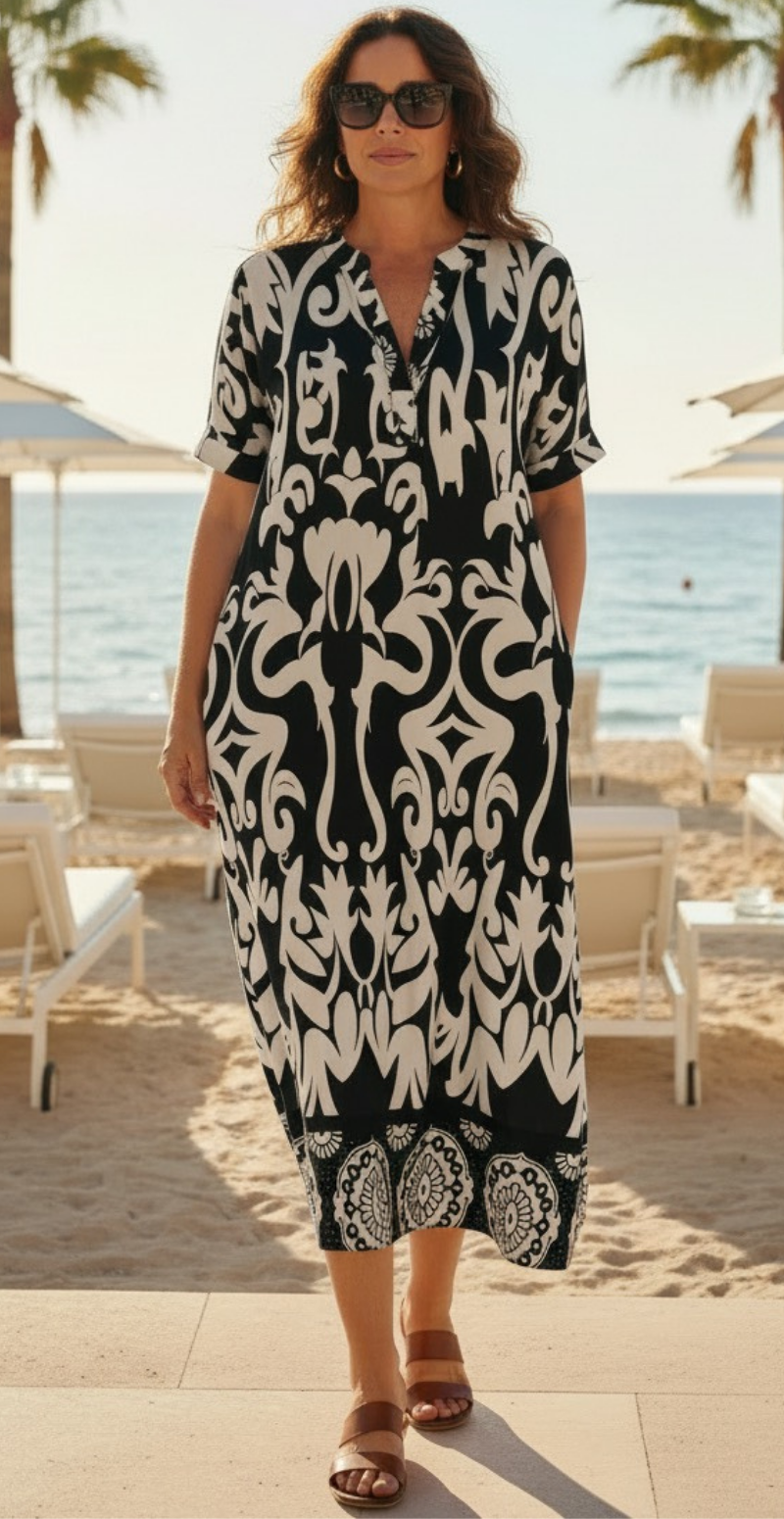 Melia kjole med mønster sort LikeLondon