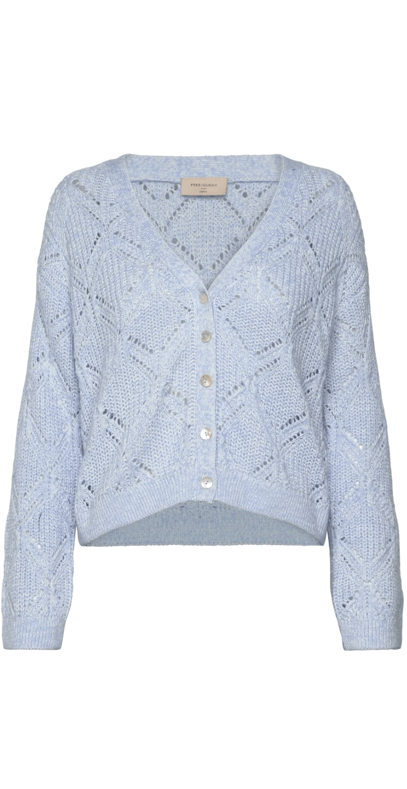 Jazz strikket cardigan med mønster chambray blue