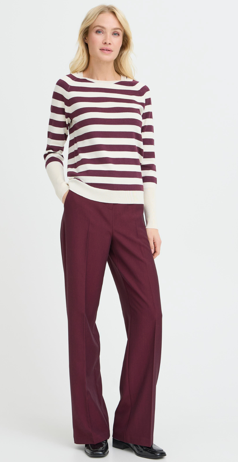 Morla strikbluse med striber fig/birch B.young