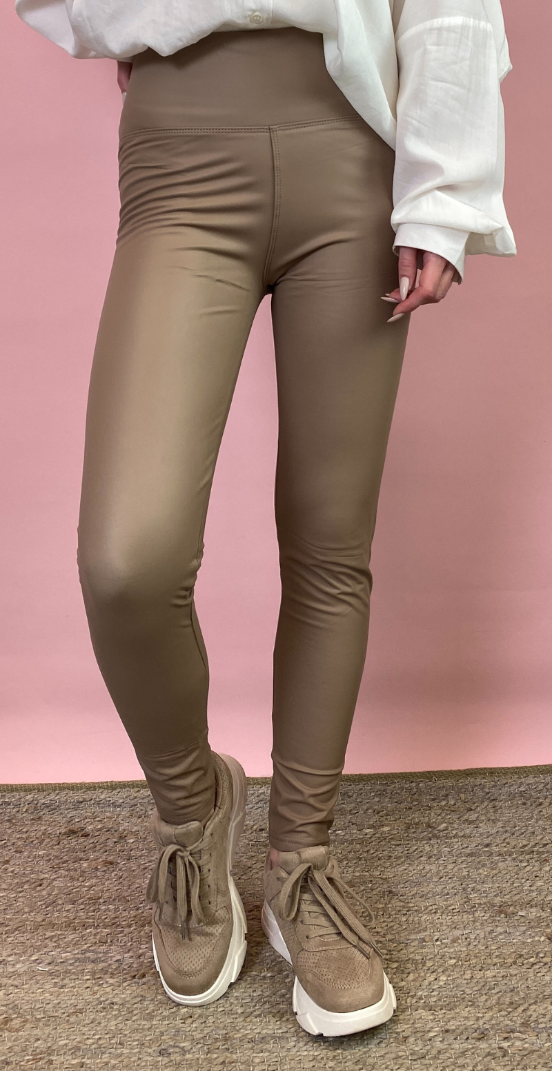 Læderlook leggings mocca Likelondon