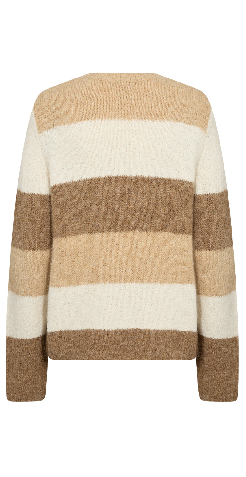 Lene Pullover med striber camel